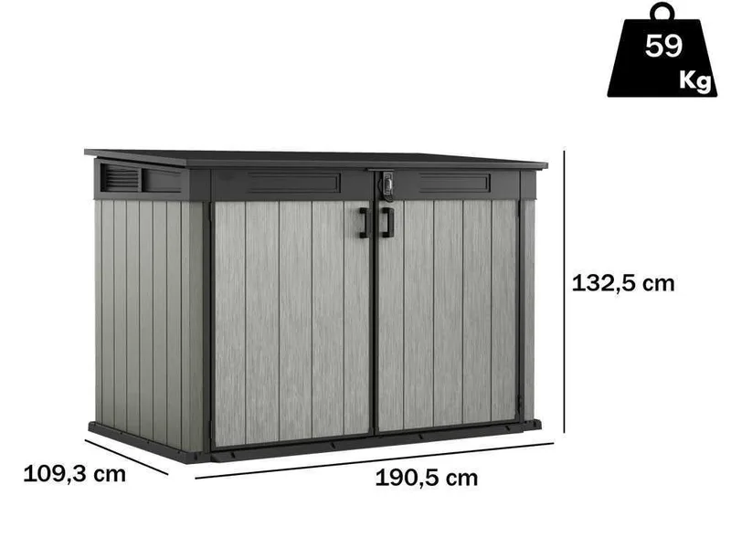 Keter Grande Store - Armoire porte-outils de jardin - 190.5x109.3x132.5 cm