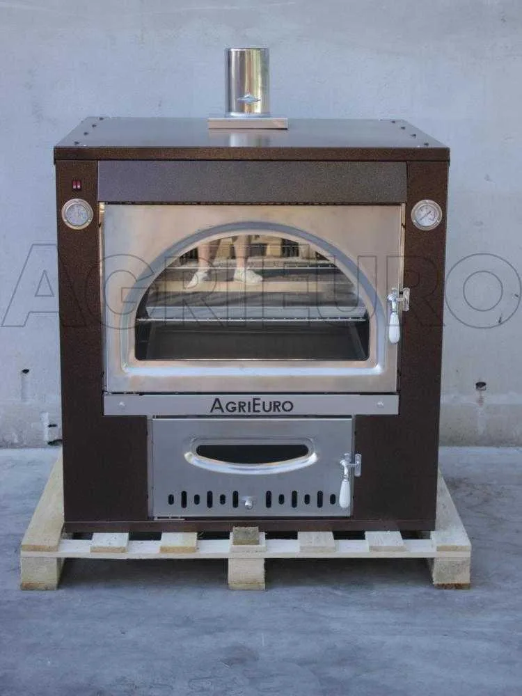 AgriEuro Maximus 80 Deluxe INC - Four encastrable à bois en acier - Cuivre émaillé - Inox