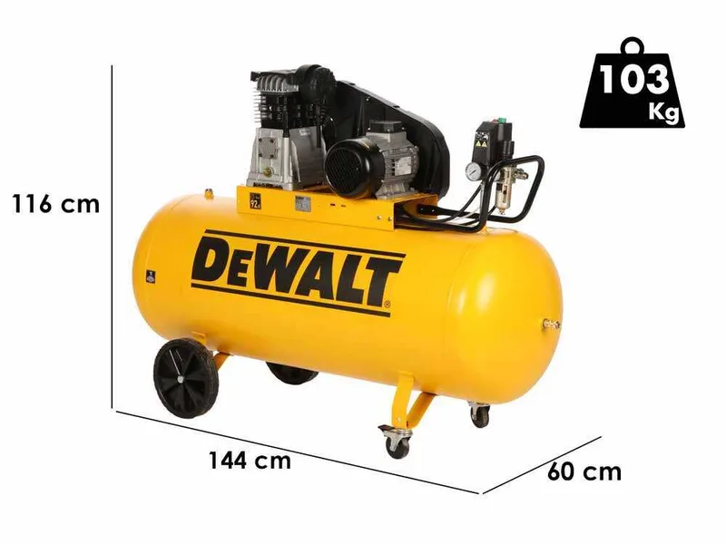 DeWalt DXCMB4T200HE - Compresseur d'air électrique triphasé par courroie - Moteur 4 CV – 200 L