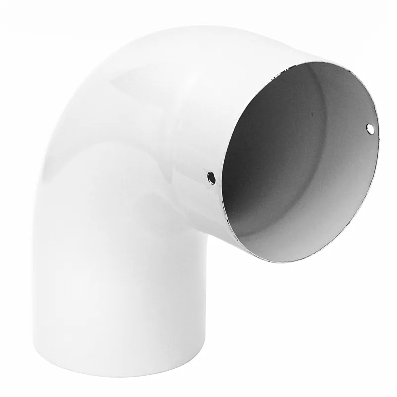 Coude de conduit de fumée / Coude de tuyau de poêle émaillé 120mm - Coude lisse à 90° Blanc
