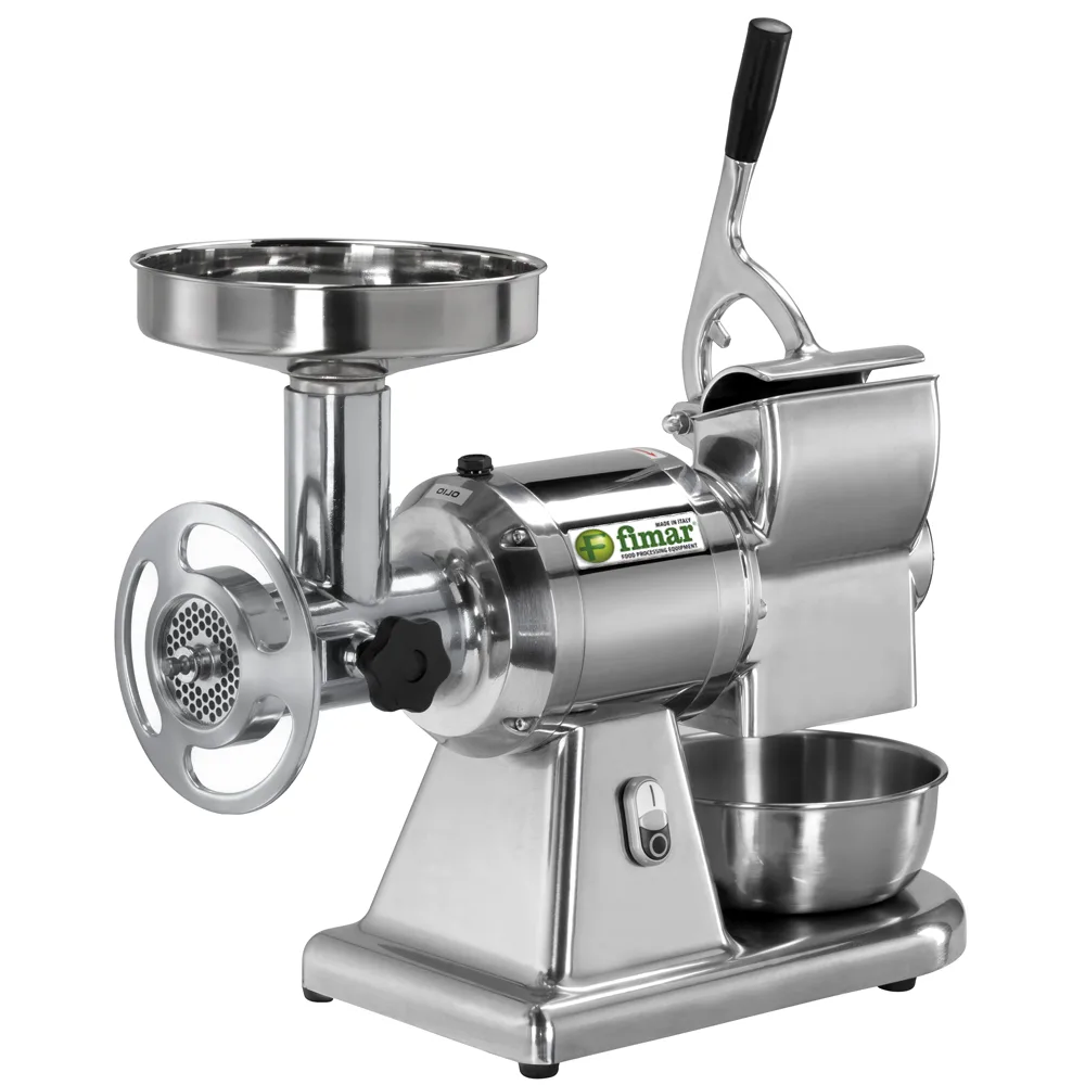 Fimar TC22T - Hachoir à viande électrique avec râpe intégrée - 230 V - 1.5 CV - Groupe de hachage en aluminium - Sans inverseur de marche