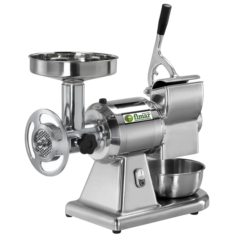 Fimar TC22T - Hachoir à viande électrique avec râpe intégrée - 230 V - 1.5 CV - Groupe de hachage en aluminium - Sans inverseur de marche