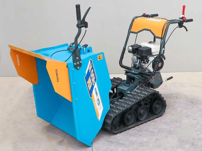 Brouette motorisée à chenilles EuroMech EM400H-Dump - Caisson dumper avec charge de 400 Kg