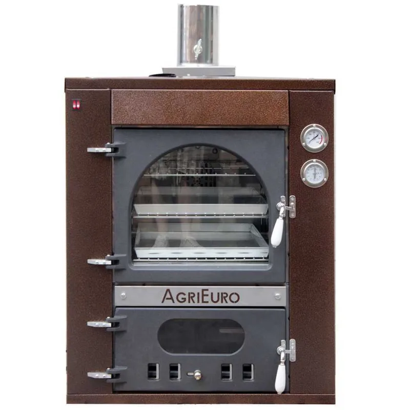 AgriEuro Medius 80 Deluxe INC - Four à bois en acier encastrable - Émaillage cuivré - Inox