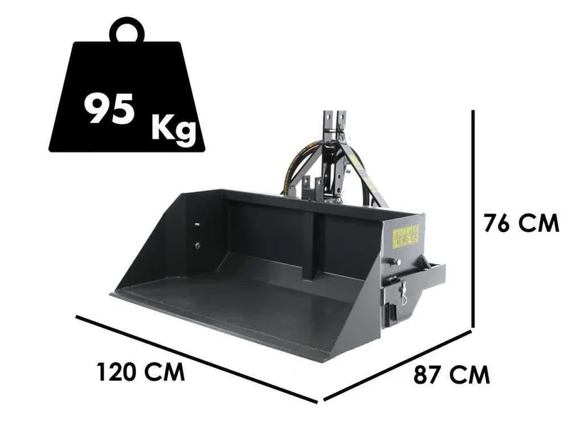 Godet arrière hydraulique pour tracteur BlackStone B-PAL H 120 - de 120 cm - Charge 400Kg