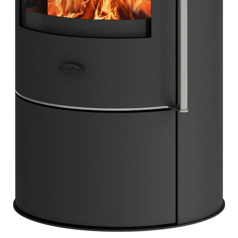 Poêle à bois Fireplace Elite Angerona en acier noir avec plaque de recouvrement en verre + 1 m³ de bois de chauffage