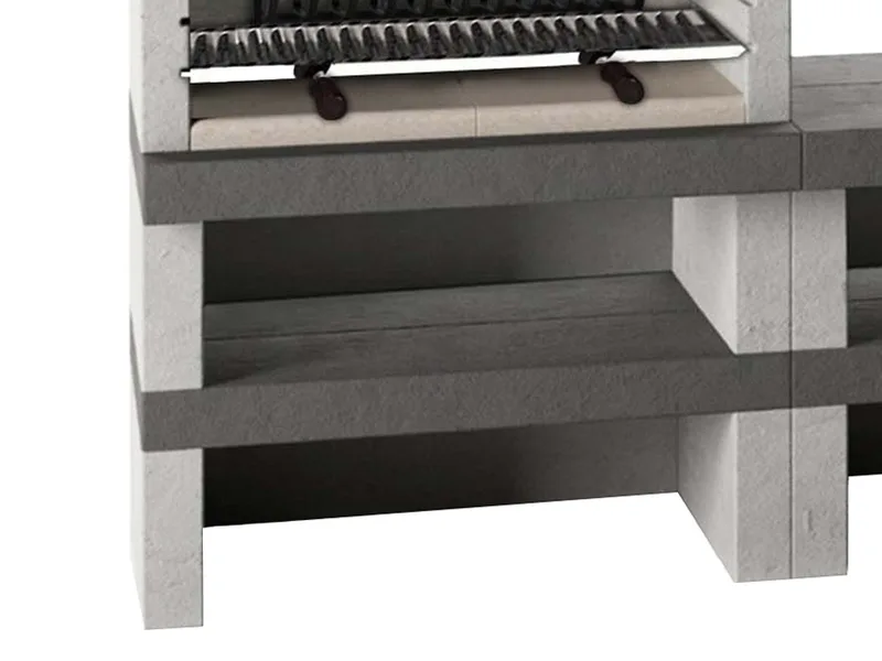 Edilmark KUBO.1 - Barbecue à bois et à charbon en maçonnerie - Brûleur arrière et accessoire Panka déplaçable