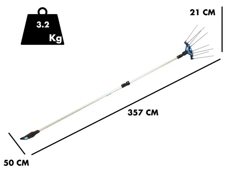Campagnola Icarus V1 58 - Perche en Aluminium de 185-270 cm - Peigne vibreur électrique - Batterie à dos incluse