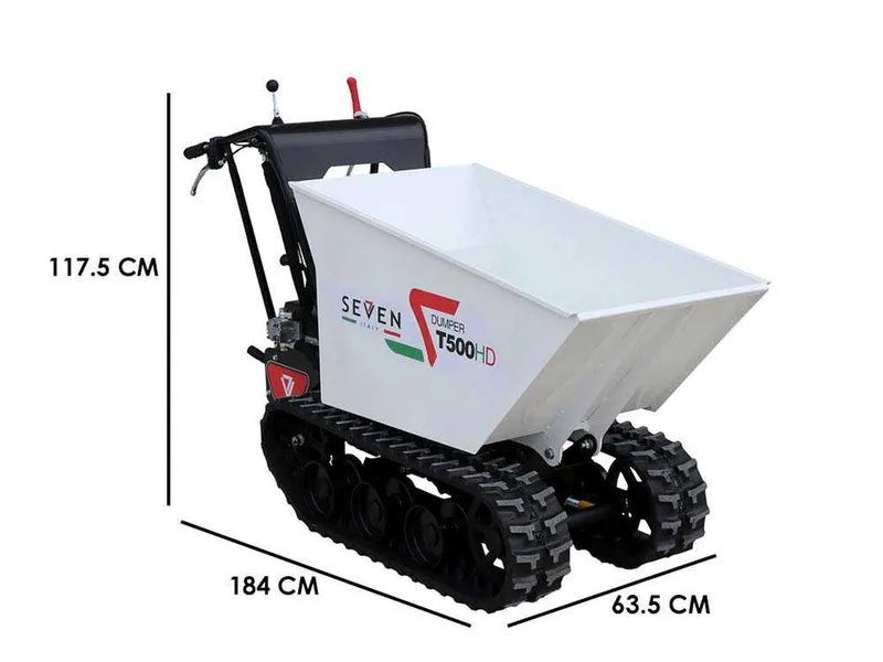 Brouette à cheniles Seven Italy T500HD GX - Caisson dumper hydraulique - Charge 500 kg