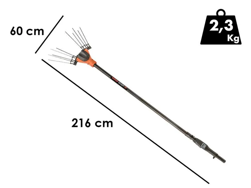 Bahco BCL52TP 36V - Peigne vibreur électrique à batterie - Perche télescopique en carbone - 216 - 296 cm