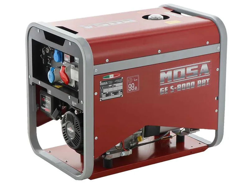 MOSA GE S-8000 BBT AVR EAS - Groupe électrogène à essence avec AVR 6.4 kW - Continu 5.6 kW Triphasé + ATS - Moteur B&S XR2100