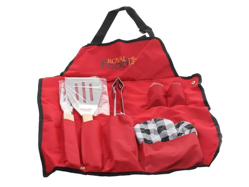 Set Tablier avec Ustensiles barbecue + Brosse/raclette pour nettoyage du barbecue
