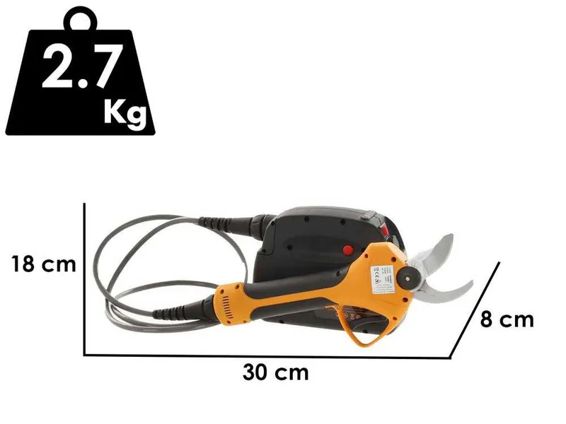 Sécateur electrique avec batterie Volpi PV400 - Batterie incluse - 43.2V 4.4Ah - Diamètre de coupe 35 mm
