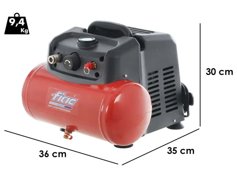 Fiac cuby 6/1110 - Compresseur d'air électrique portatif monophasé, oil-less - Moteur 1.5 CV - 6 L