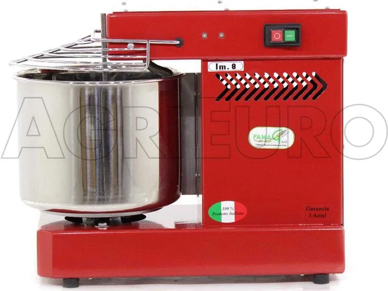 Pétrin à spirale professionnel Famag IM 8 avec capacité de pétrissage de 8 KG - Rouge