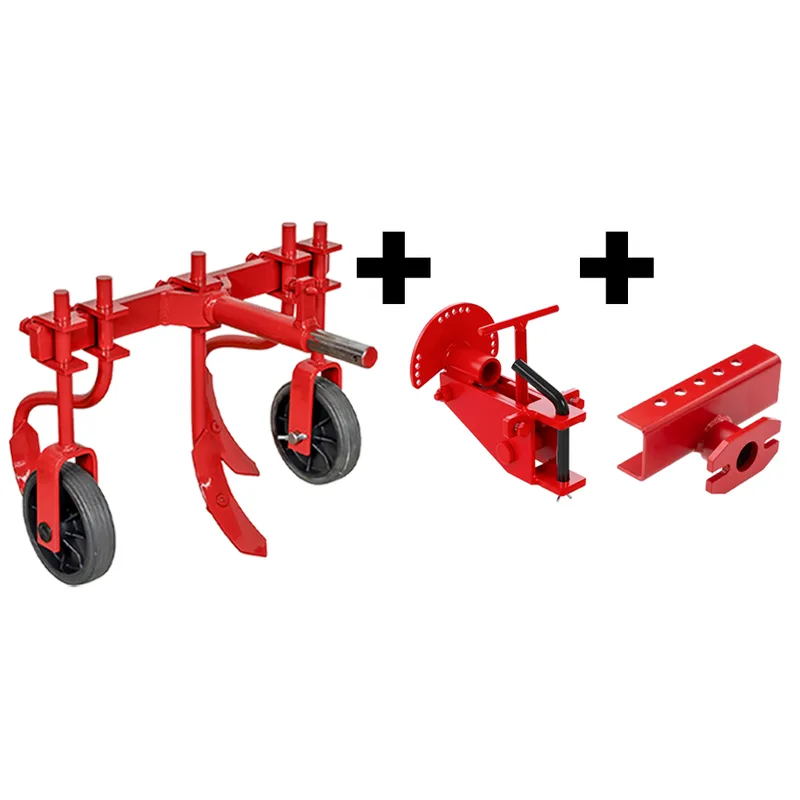 Déracineur à trois dents ET-3 avec attelage réglable à deux boulons et barre porte-outils – Pour motoculteurs de 6 à 10 CV