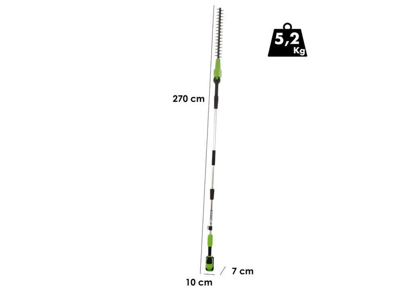 Greenworks G48PHTII - Taille-haie sans fil sur perche de rallonge - 48V 2Ah