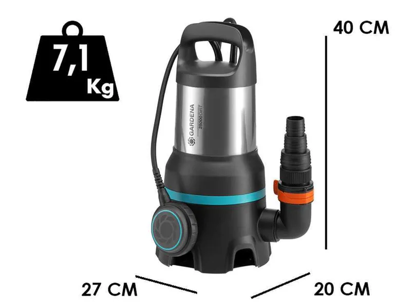 Pompe immergée pour eaux chargées Gardena 25000 art. 9046-20 - en acier inox