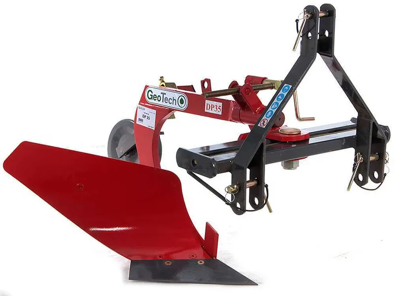 Geotech DP35 - Charrue mono-soc - Réglage latéral manuel par vis - Pour tracteurs avec attelage à trois points