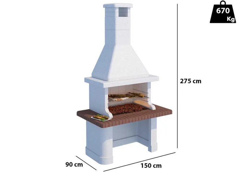 Linea VZ Vulcano - Barbecue à bois et charbon en maçonnerie