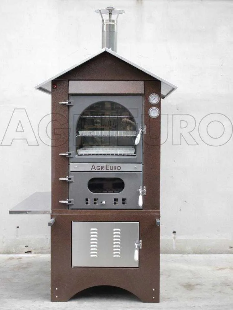 AgriEuro Magnus 100 Deluxe EXT - Four à bois en acier d'extérieur - Cuivre émaillé - Inox