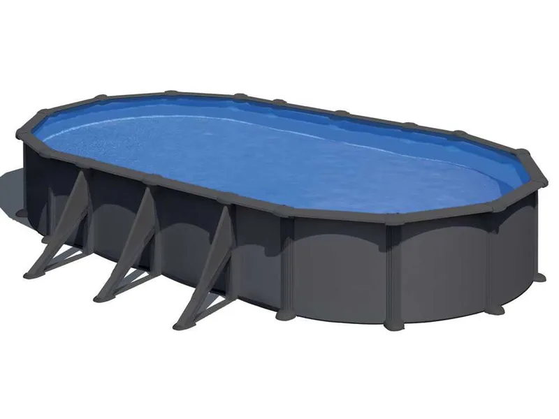 Gre Anthracite Ovale 730x375x132 cm - Piscine hors-sol en acier
