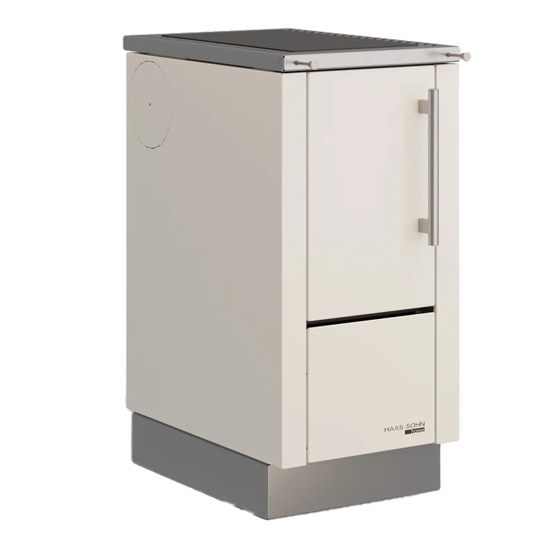 Haas+Sohn HS 40 sans vitre cuisinière à bois blanche cadre de cuisinière acier inoxydable plaque de cuisson en acier