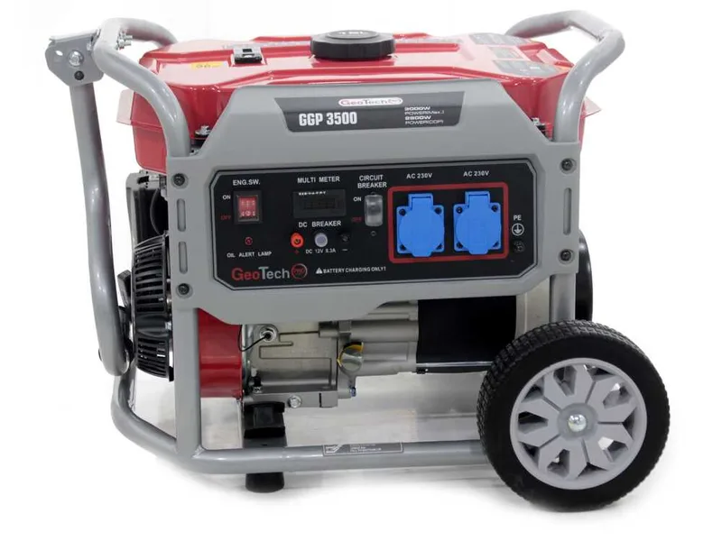 GeoTech Pro GGP 3500 - Groupe électrogène sur chariot avec AVR 3 kW - Continue 2.8 kw Monophasé