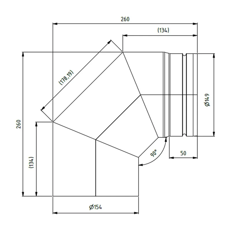 Raik Bogen LS diamètre 150/90° rétréci 3-pièces gris