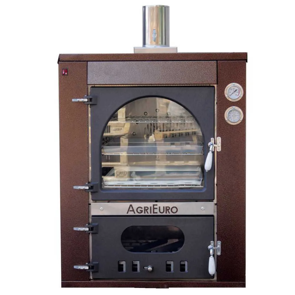 AgriEuro Magnus 80 Deluxe INC - Four à bois en acier encastrable - Cuivre émaillé - Inox