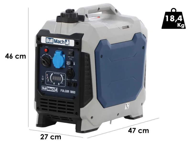 BullMach Fulgor 1800 - Groupe électrogène à inverter 2 Kw - Continu 1,8 kW monophasé