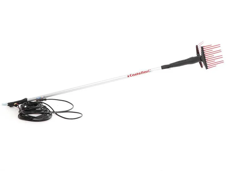 Castellari Olivance EP S L V2 - Peigne vibreur électrique à batterie de type automobile avec câble inclus - Perche télescopique en aluminium 220/300 cm