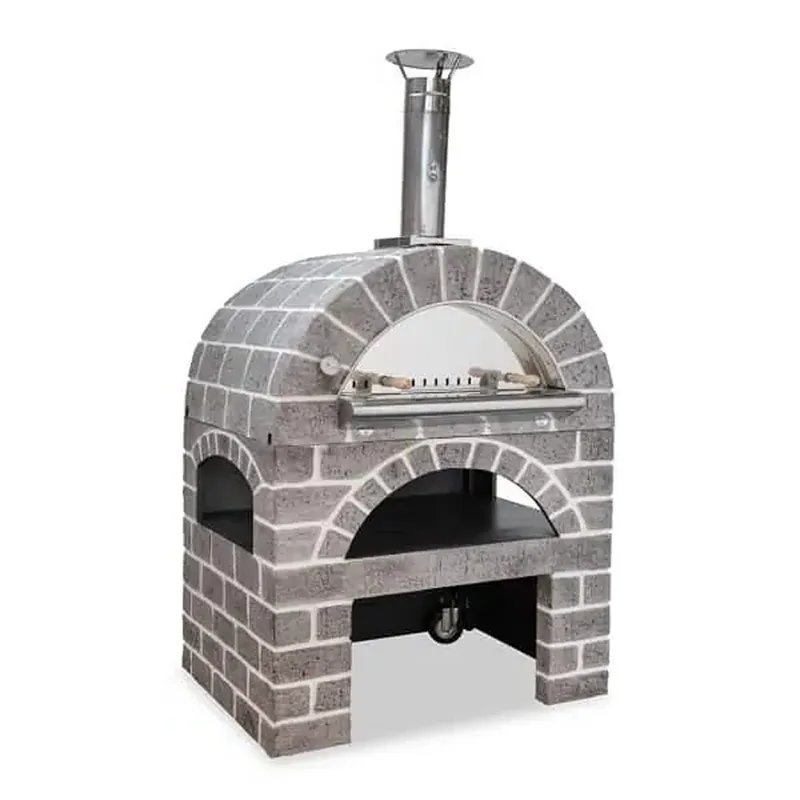 AgriEuro Pulcinella STONE - Four à bois pour pizza d'extérieur Gris de 80X60 - 4 pizzas