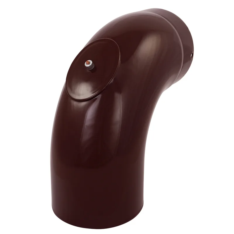 Coude de conduit de fumée / Coude de tuyau de poêle émaillé 150 mm - Coude 90° lisse marron avec ouverture de nettoyage