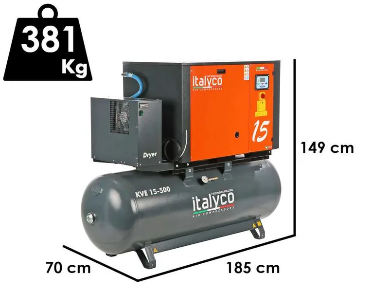 Italyco KVE 15/500 Premium - Compresseur rotatif à vis - Pression max 10 bar