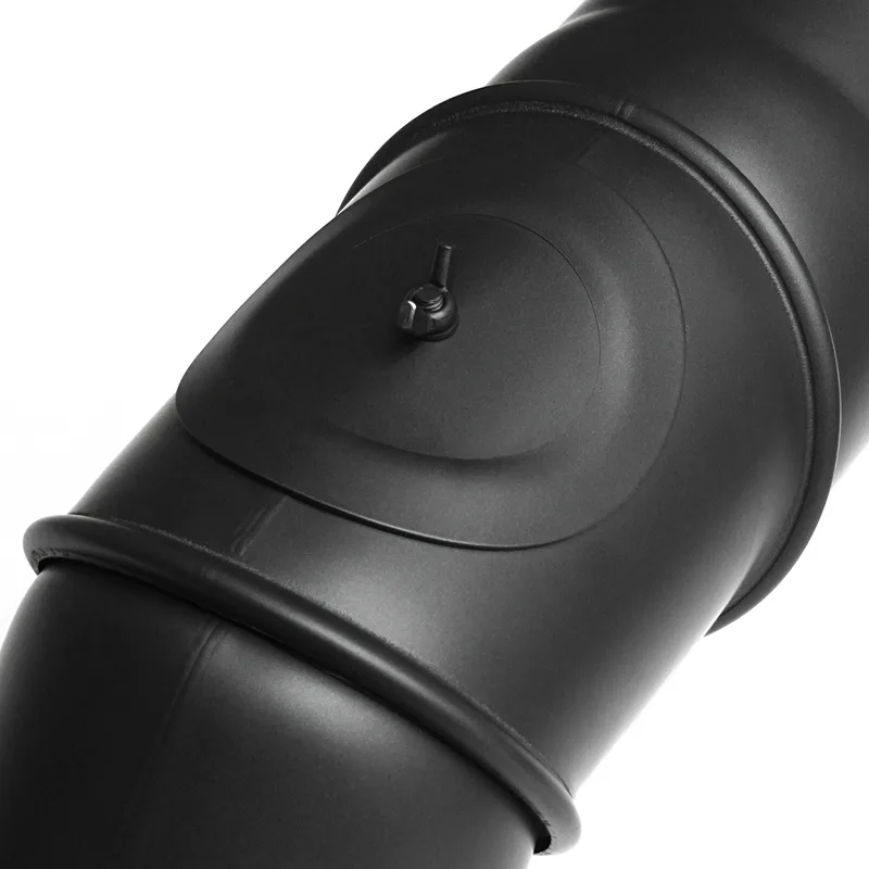Raik Basic coude multiple 200mm noir avec porte – 4 pièces pour tuyau de fumée / conduit de fumée