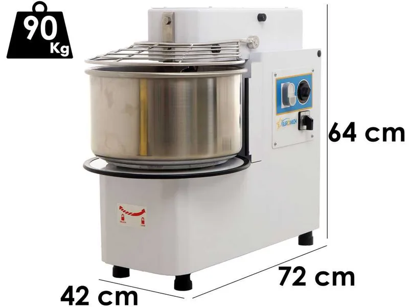 EuroMech ETR 20 2v - Pétrin à spirale à tête basculante capacité 18Kg - Triphasé 2 vitesses
