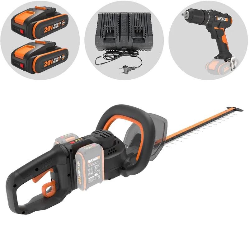 Worx Nitro WG286E - Taille-haie à batterie - 2x 20V 2Ah - lamier 60 cm