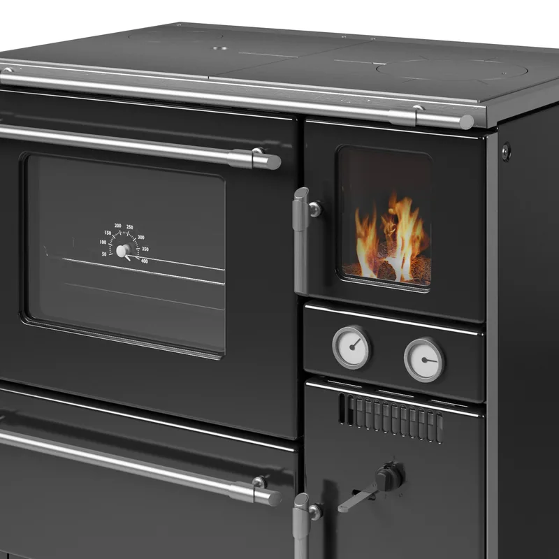 Wamsler K 148 Poêle de cuisine à eau Noir/Mat, Tuyau de fumée à gauche
