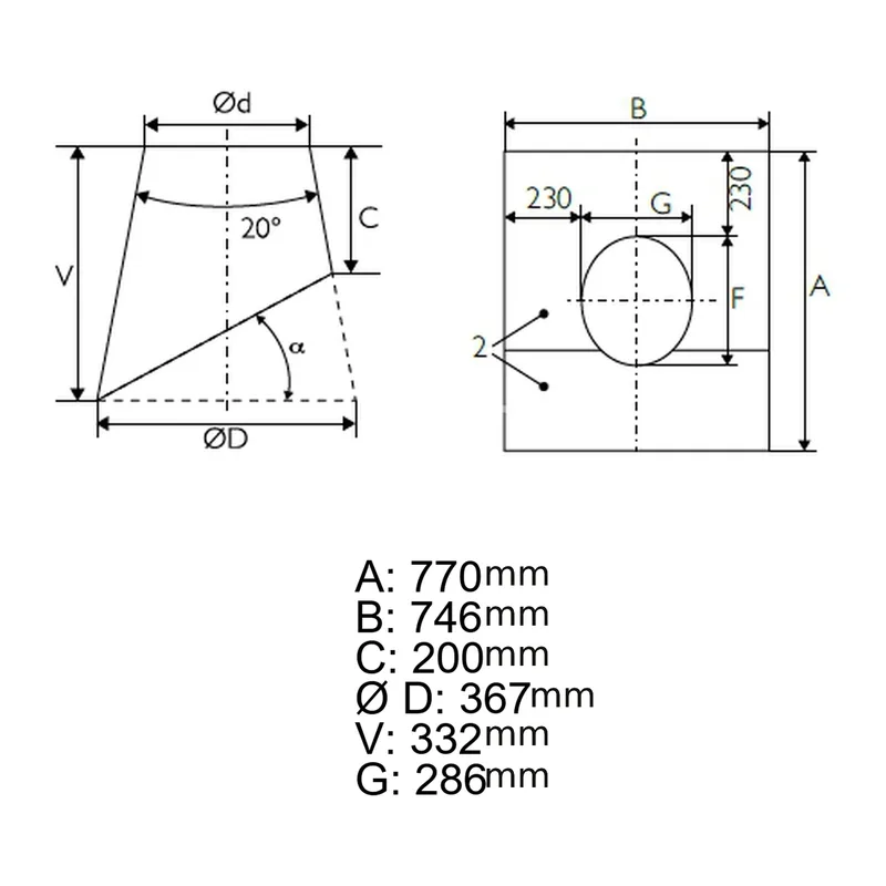 Schiedel traversée de toit 16-25° Wakaflex noir, embout acier inoxydable Ø130 mm / 150 mm brillant