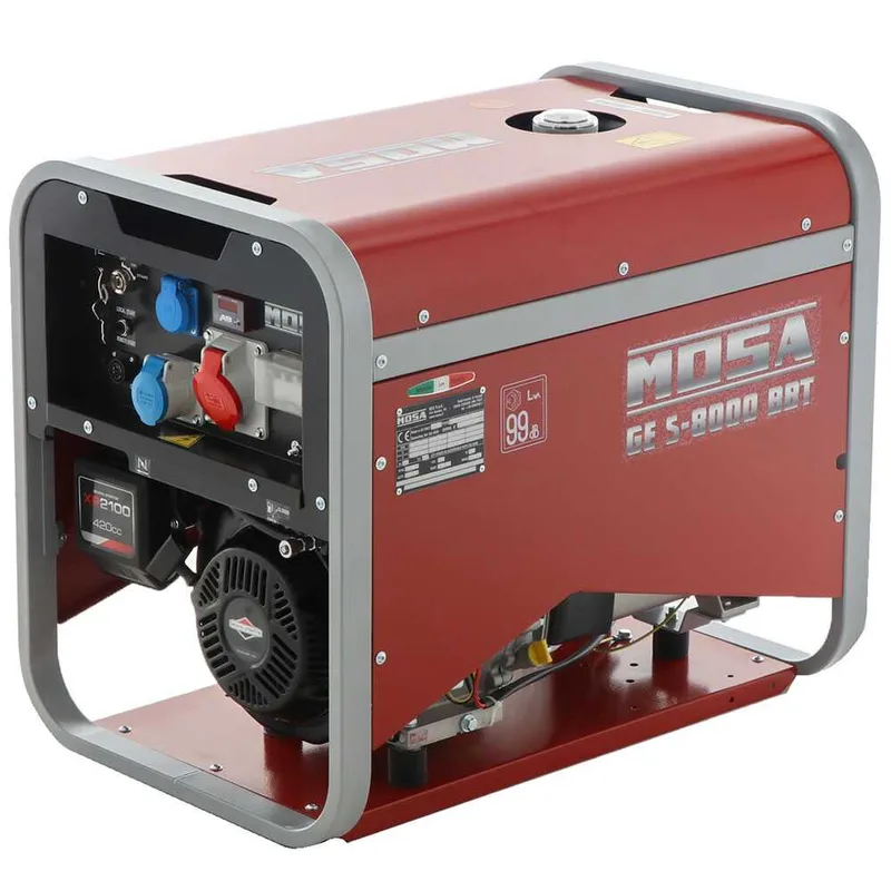 MOSA GE S-8000 BBT AVR EAS - Groupe électrogène à essence avec dém. électrique 6.4 KW - Continu 5.6 kW Triphasé - Moteur B&S XR2100