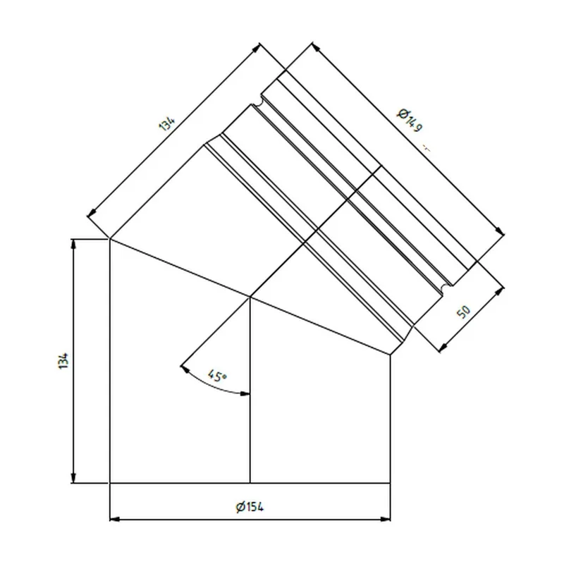 Raik Bogen LS diamètre 150/45° rétréci 2-pièces gris