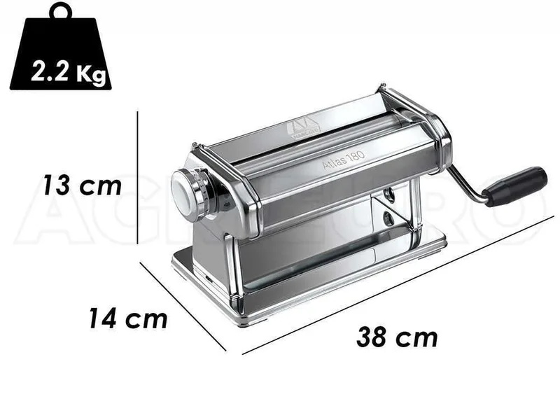Marcato Atlas 180 Roller - Laminoir Machine à pâtes manuelle en INOX