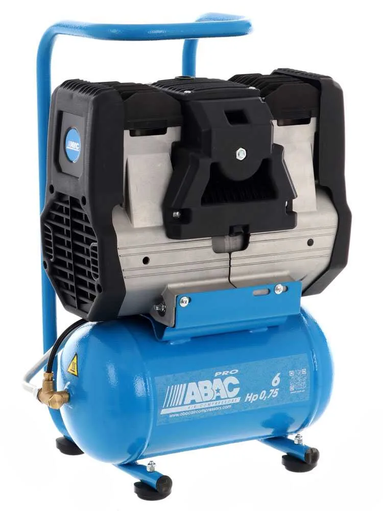 Abac start silent OS7P - Compresseur d'air électrique monophasé silencieux, sans huile - Moteur 0,75 CV - 6 L