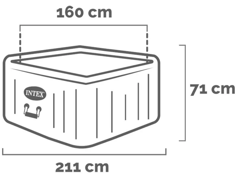 Intex Carrée Greystone Deluxe 28450NP - Ø173x71 cm - Spa gonflable à hydromassage