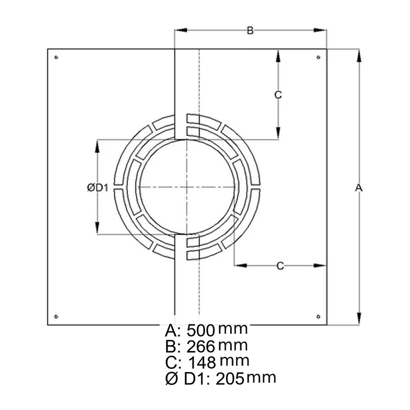 Schiedel cache de finition pour ventilation arrière 0-30° Ø150 mm brillant