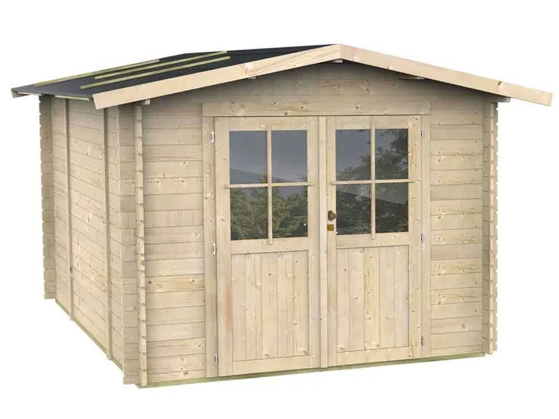 Alce Opera 215x250 - Abri de jardin à bois - Avec fenêtres et porte à double battant - 215x250x207 cm