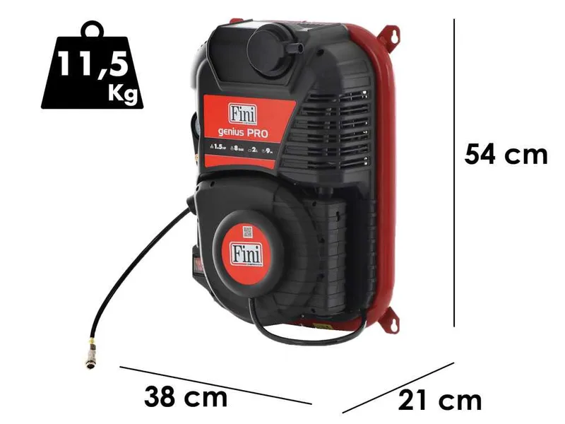 Fini Genius Pro 230/50 - Compresseur monophasé mural, oil-less - Moteur 1.5 CV