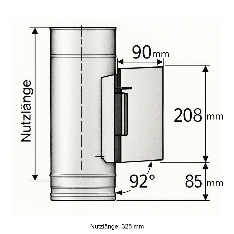 Schiedel PRIMA PLUS raccord de porte de nettoyage rectangulaire Ø130 mm avec siphon à condensats simple paroi mat