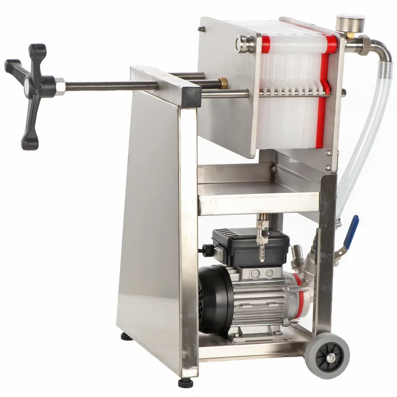 Enotecnica Pillan F10 - Filtre à plaques pour vin sur chariot - Châssis INOX et pompe NOVAX